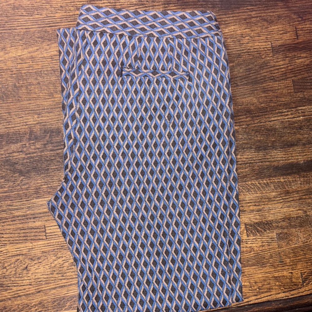 Worthington Blue and Brown Geometric Pantsuit